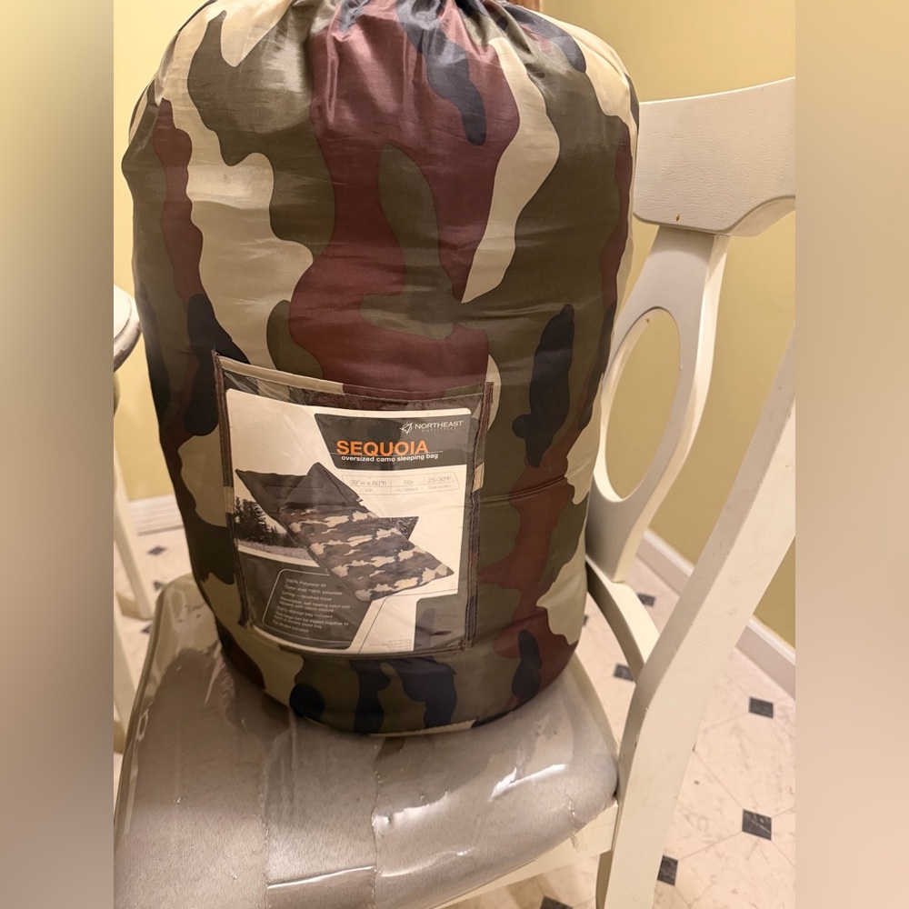 Sequoia Oversized Camo Sleeping Bag in Green, Brown, Tan, Black